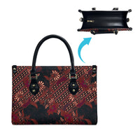 Indonesian Parang Batik Leather Bag Red Floral Pattern