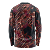 Indonesian Parang Batik Long Sleeve Shirt Red Floral Pattern