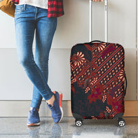 Indonesian Parang Batik Luggage Cover Red Floral Pattern