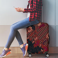 Indonesian Parang Batik Luggage Cover Red Floral Pattern
