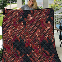Indonesian Parang Batik Quilt Red Floral Pattern
