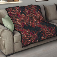Indonesian Parang Batik Quilt Red Floral Pattern