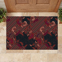Indonesian Parang Batik Rubber Doormat Red Floral Pattern