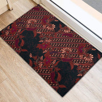 Indonesian Parang Batik Rubber Doormat Red Floral Pattern