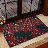 Indonesian Parang Batik Rubber Doormat Red Floral Pattern