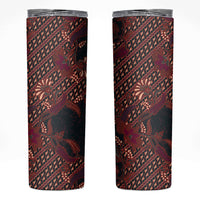 Indonesian Parang Batik Skinny Tumbler Red Floral Pattern