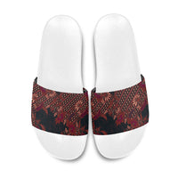 Indonesian Parang Batik Slide Sandals Red Floral Pattern