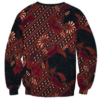 Indonesian Parang Batik Sweatshirt Red Floral Pattern