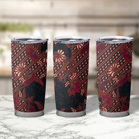 Indonesian Parang Batik Tumbler Cup Red Floral Pattern