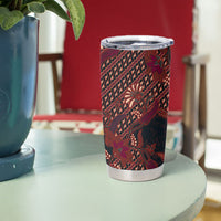 Indonesian Parang Batik Tumbler Cup Red Floral Pattern