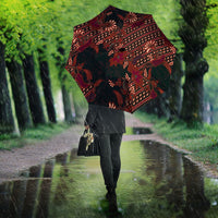 Indonesian Parang Batik Umbrella Red Floral Pattern