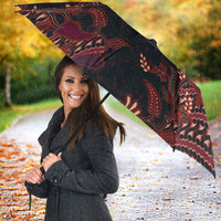 Indonesian Parang Batik Umbrella Red Floral Pattern