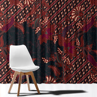 Indonesian Parang Batik Window Curtain Red Floral Pattern