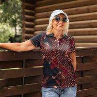 Indonesian Parang Batik Women Polo Shirt Red Floral Pattern