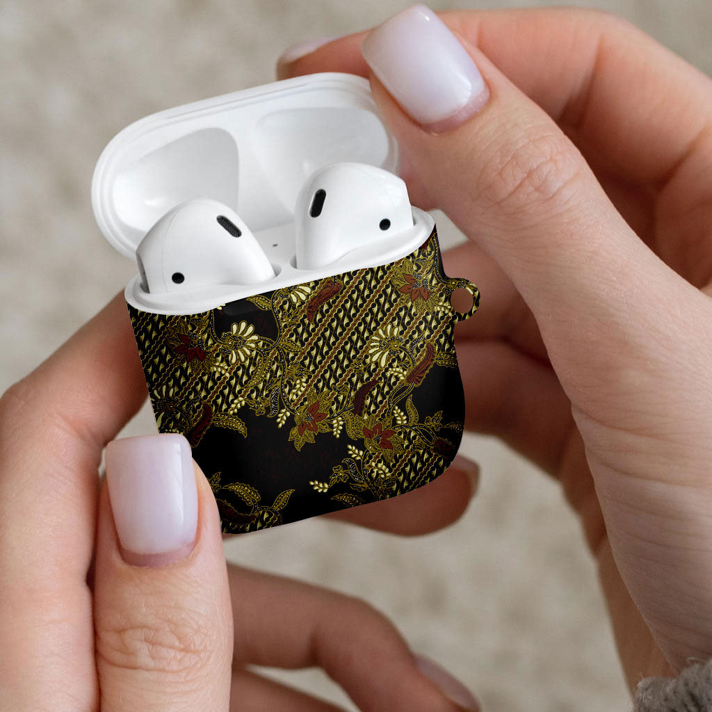 Indonesian Parang Batik AirPods Case Yellow Floral Pattern