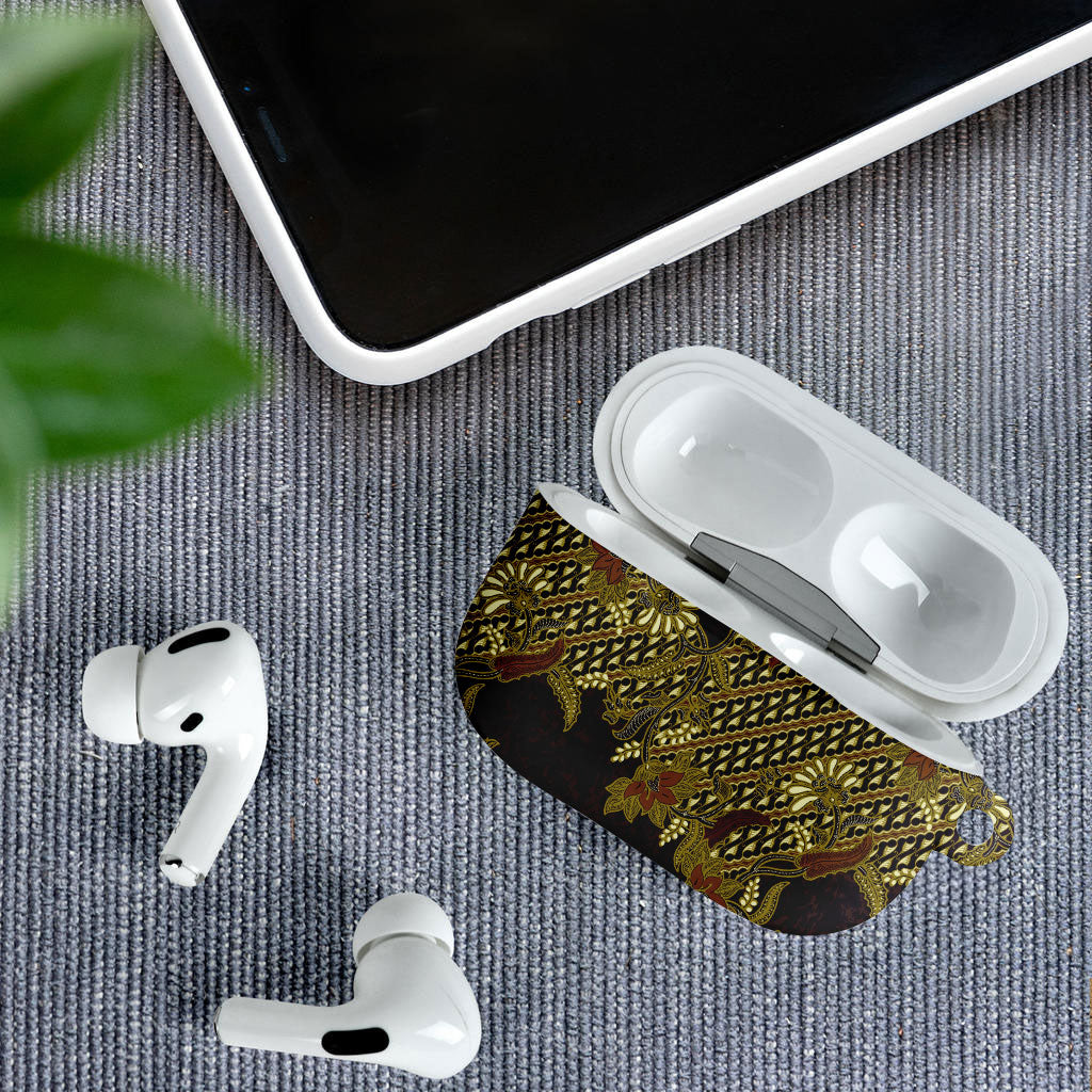 Indonesian Parang Batik AirPods Case Yellow Floral Pattern