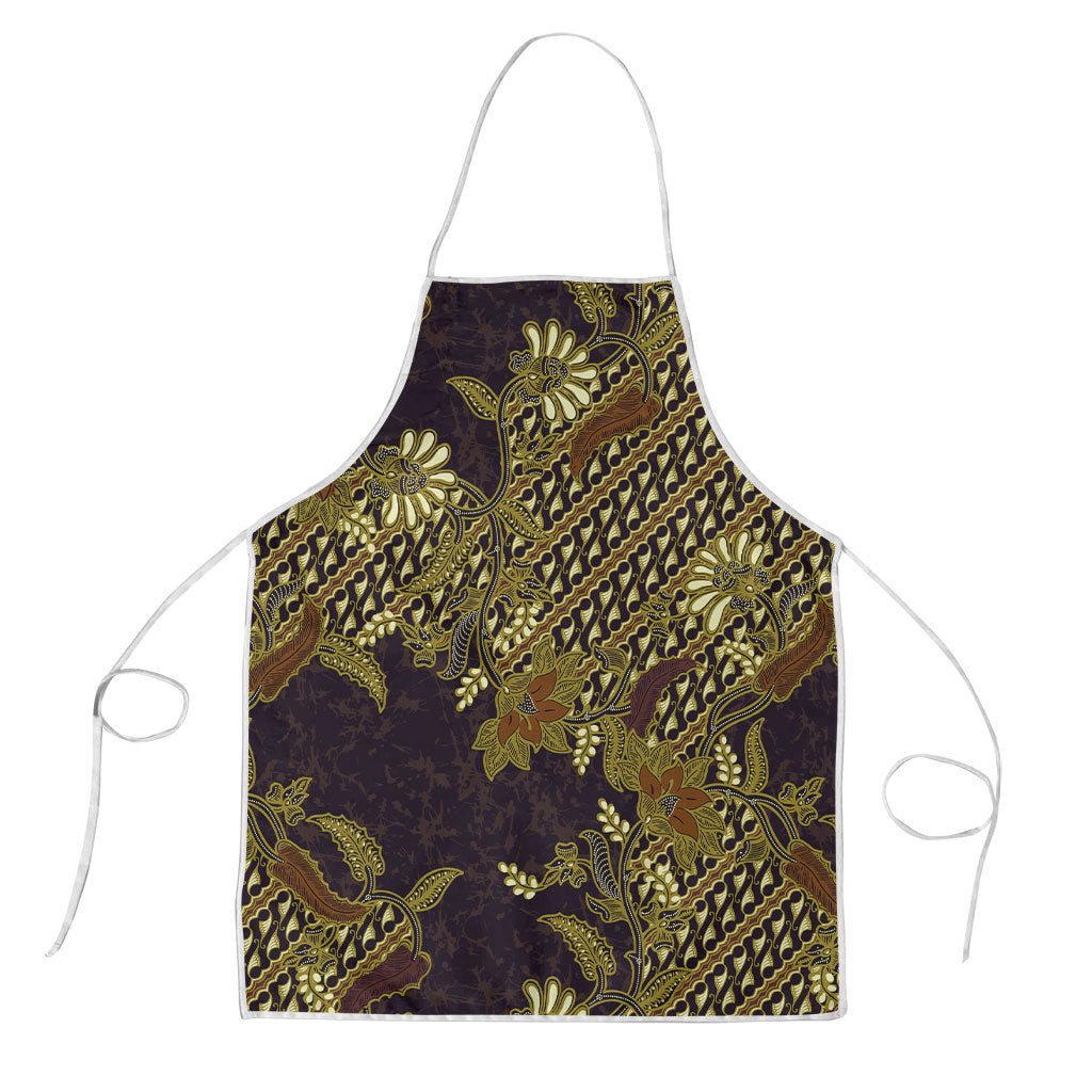 Indonesian Parang Batik Apron Yellow Floral Pattern