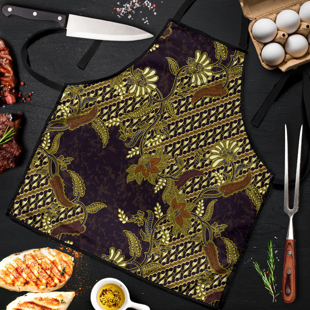 Indonesian Parang Batik Apron Yellow Floral Pattern