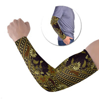 Indonesian Parang Batik Arm Sleeves Yellow Floral Pattern