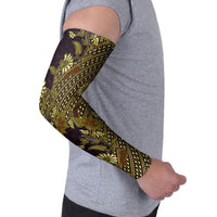 Indonesian Parang Batik Arm Sleeves Yellow Floral Pattern