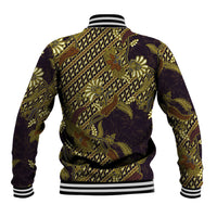 Indonesian Parang Batik Baseball Jacket Yellow Floral Pattern