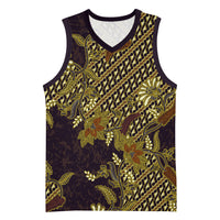 Indonesian Parang Batik Basketball Jersey Yellow Floral Pattern