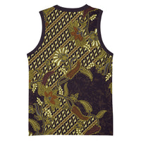 Indonesian Parang Batik Basketball Jersey Yellow Floral Pattern