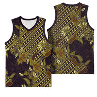 Indonesian Parang Batik Basketball Jersey Yellow Floral Pattern