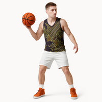 Indonesian Parang Batik Basketball Jersey Yellow Floral Pattern