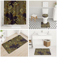 Indonesian Parang Batik Bathroom Set Yellow Floral Pattern