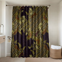 Indonesian Parang Batik Bathroom Set Yellow Floral Pattern