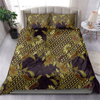 Indonesian Parang Batik Bedding Set Yellow Floral Pattern