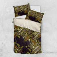 Indonesian Parang Batik Bedding Set Yellow Floral Pattern