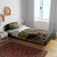Indonesian Parang Batik Bedding Set Yellow Floral Pattern