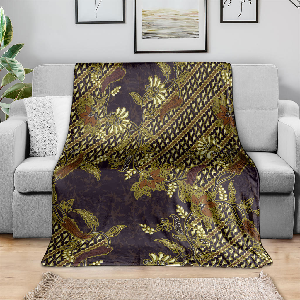 Indonesian Parang Batik Blanket Yellow Floral Pattern