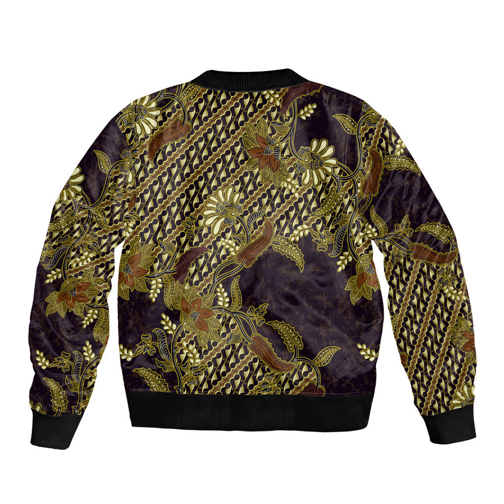 Indonesian Parang Batik Bomber Jacket Yellow Floral Pattern