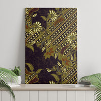 Indonesian Parang Batik Canvas Wall Art Yellow Floral Pattern