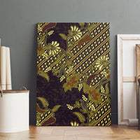 Indonesian Parang Batik Canvas Wall Art Yellow Floral Pattern