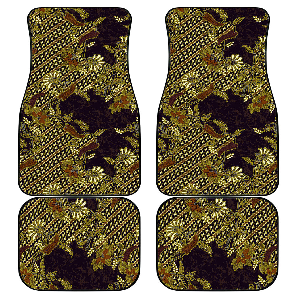 Indonesian Parang Batik Car Mats Yellow Floral Pattern