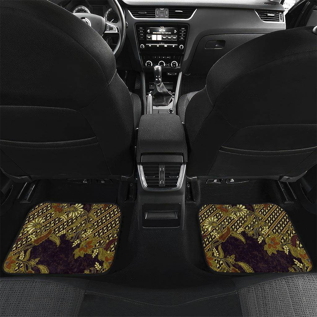 Indonesian Parang Batik Car Mats Yellow Floral Pattern