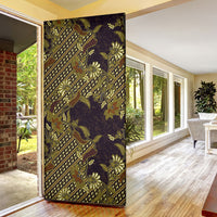 Indonesian Parang Batik Door Cover Yellow Floral Pattern