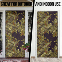 Indonesian Parang Batik Door Cover Yellow Floral Pattern