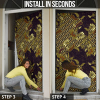 Indonesian Parang Batik Door Cover Yellow Floral Pattern