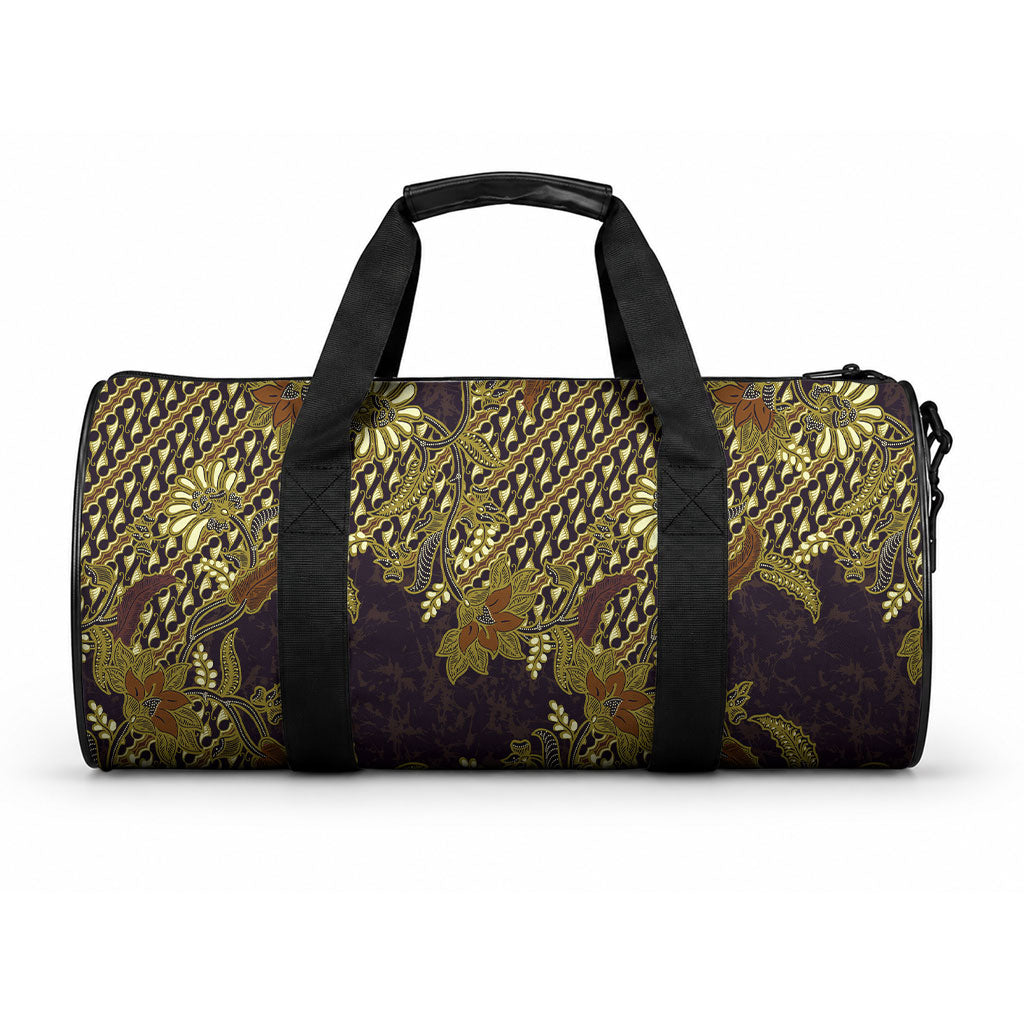 Indonesian Parang Batik Duffle Bag Yellow Floral Pattern