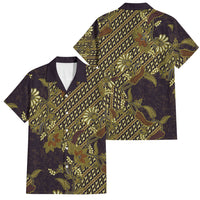 Indonesian Parang Batik Family Matching Long Sleeve Bodycon Dress and Hawaiian Shirt Yellow Floral Pattern