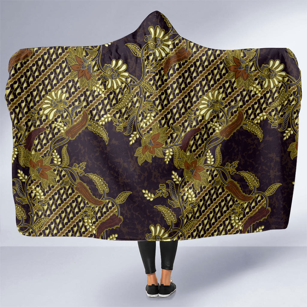 Indonesian Parang Batik Hooded Blanket Yellow Floral Pattern