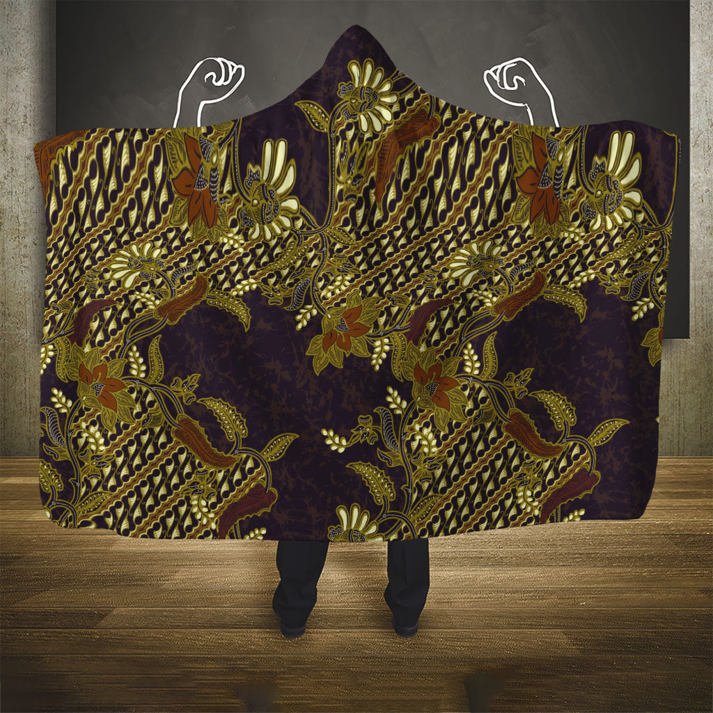 Indonesian Parang Batik Hooded Blanket Yellow Floral Pattern