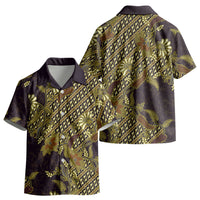 Indonesian Parang Batik Kid Hawaiian Shirt Yellow Floral Pattern