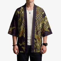 Indonesian Parang Batik Kimono Yellow Floral Pattern
