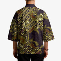Indonesian Parang Batik Kimono Yellow Floral Pattern